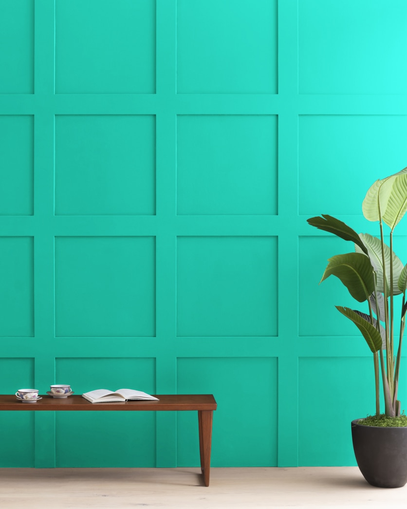 Painted wall in Bahama Green 2045-40