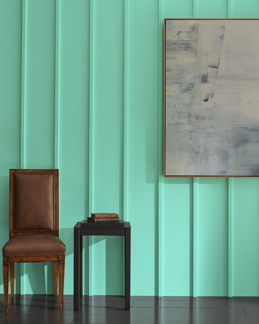 Painted wall in Calming Green 605