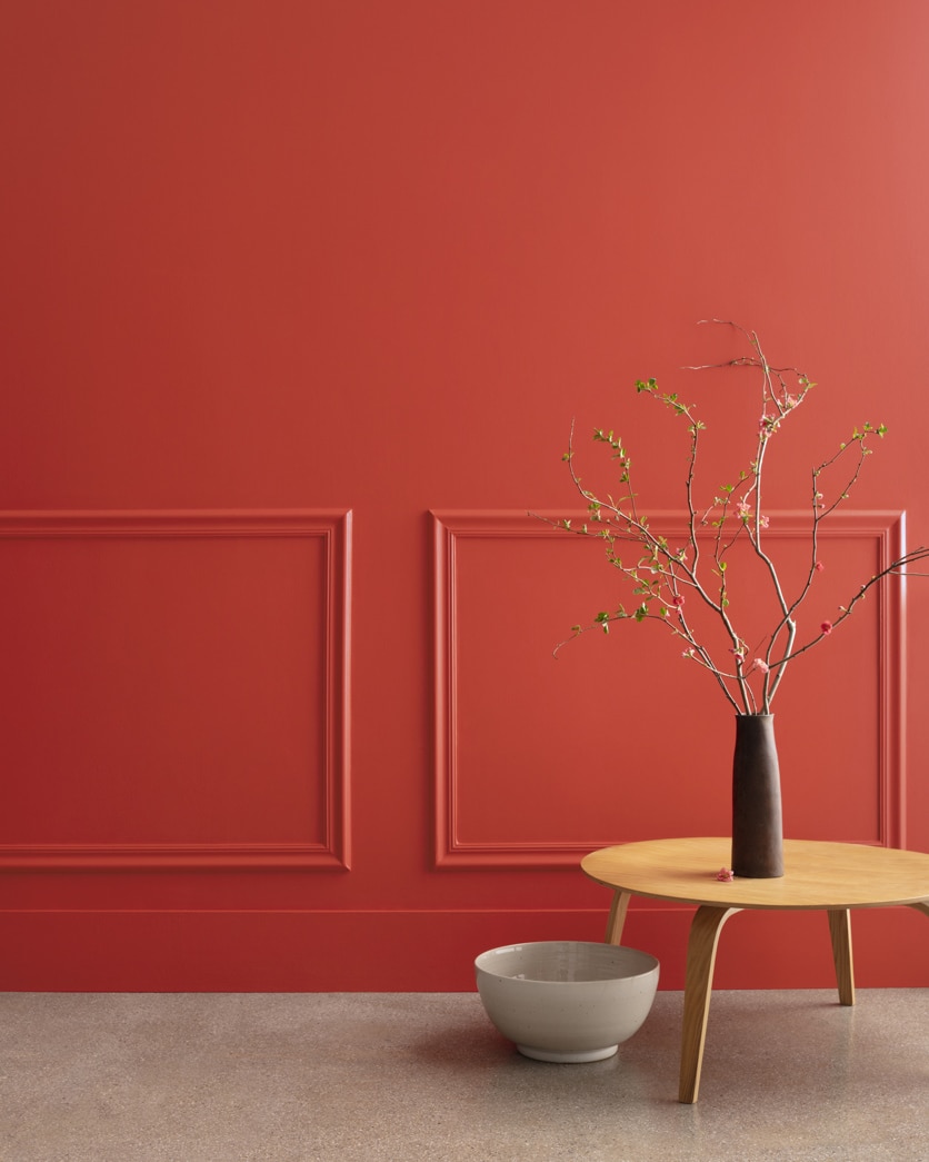Painted wall in Cornwallis Red CW-315