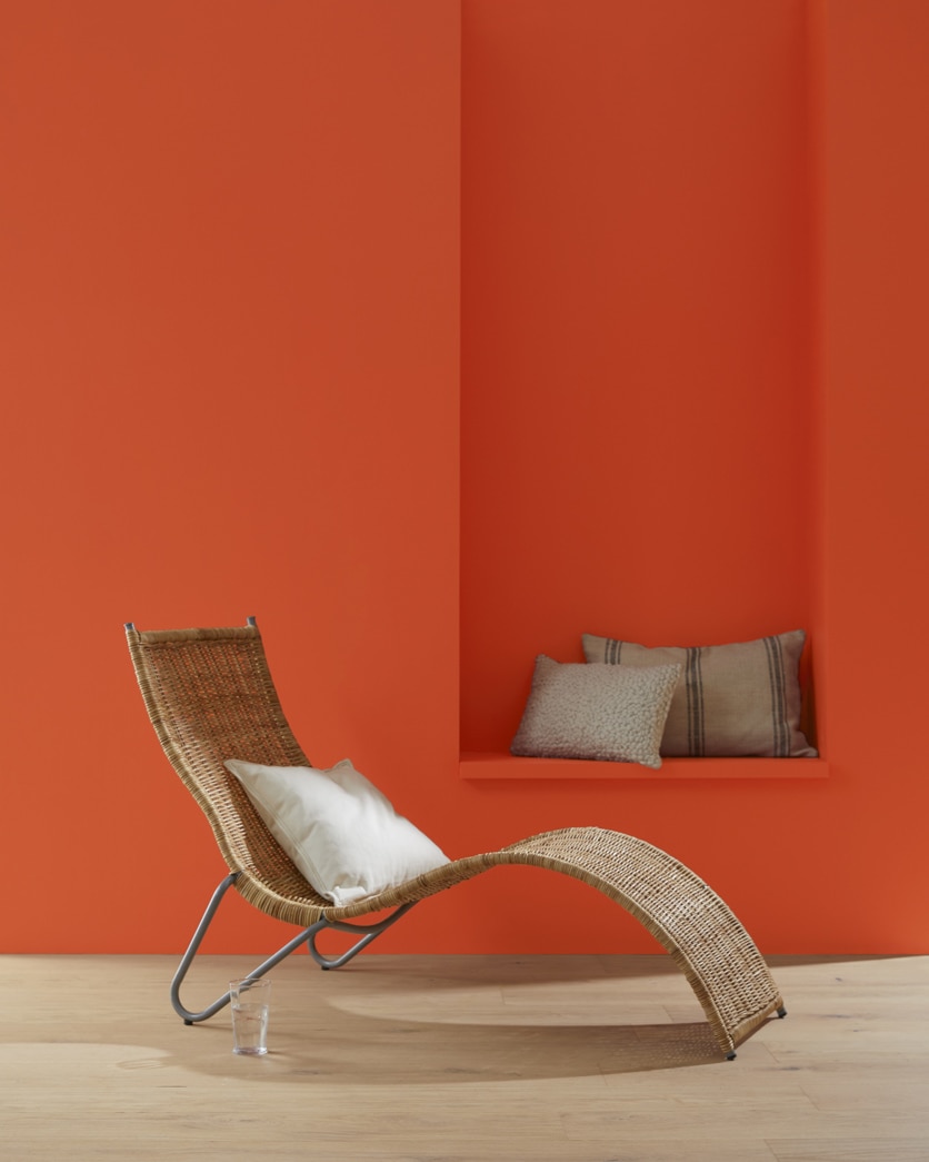 Painted wall in Fireball Orange 2170-10