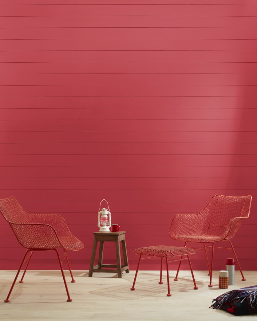 Painted wall in Lyons Red CC-68