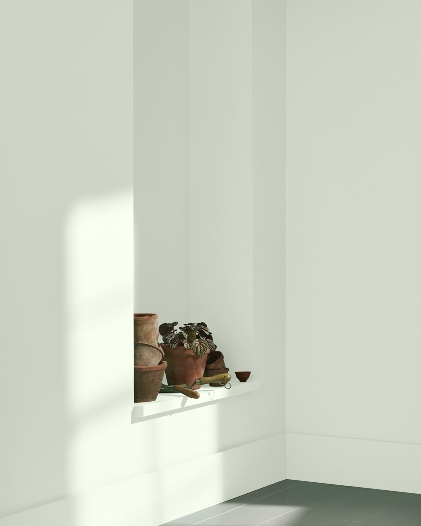 Painted wall in Thornton Sage 464